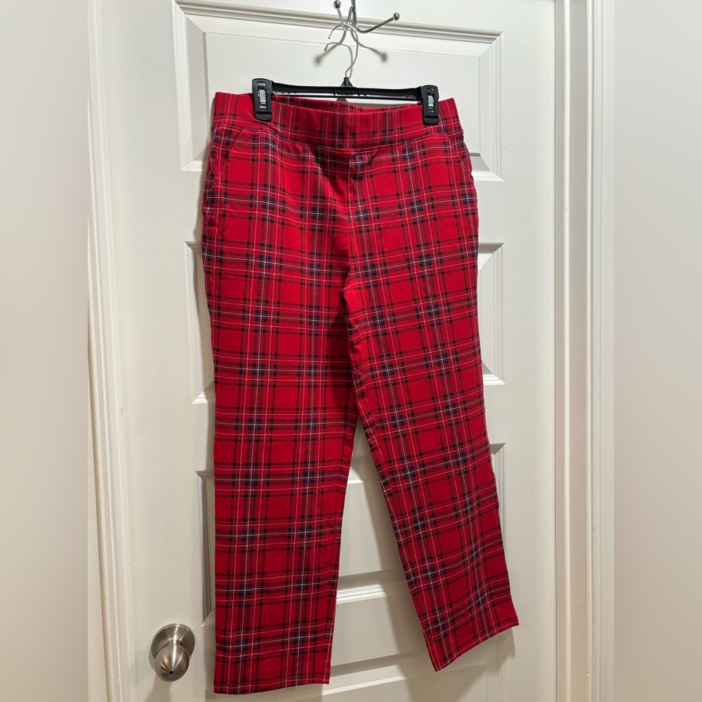 Denim&Co Women's Red Tartan Boot Cut Pants